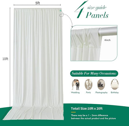 20 ft x 10 ft Wrinkle Free Ivory Backdrop Curtain - Image 5