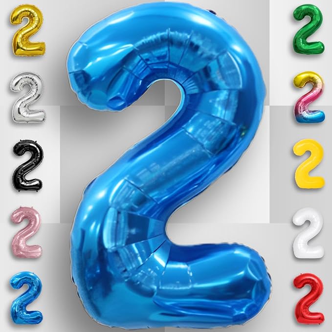Blue Number Balloon 2 Mylar Foil Balloons 40 inch - Image 5
