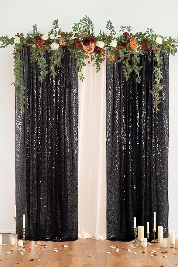 PartyDelight Black Sequin Backdrop Curtains 2x8ft 2 Panels | Sparkly 3mm sequins - Image 6