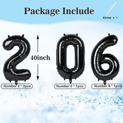 2026 Number Black Balloons 40Inch Balloon - Image 5
