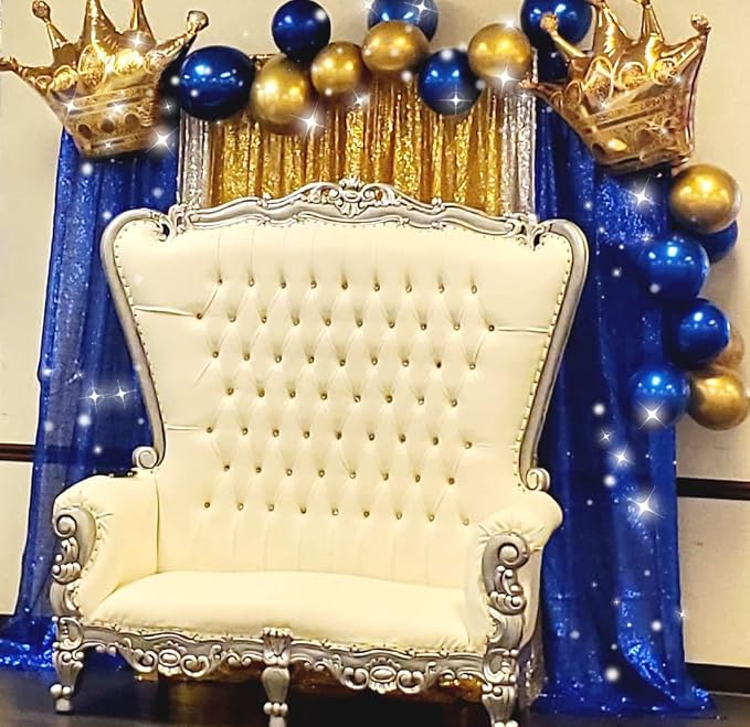 Poise3EHome 4Pcs 2Ft x 8Ft Blue Sequin Backdrop Curtains, Glitter Photography - Image 4