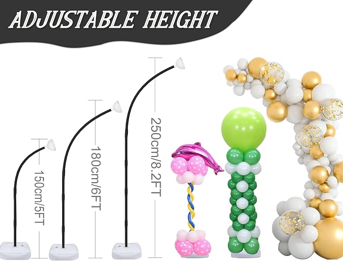 OurWarm 8.2FT & 6FT Balloon Arch Stand Kit, Free Bending Top Balloon Column Kit - Image 6