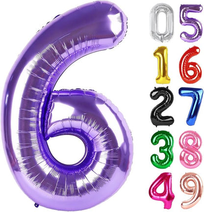 Purple Number 6 Balloon 40 Inch, 6th Birthday Party Decorations Men Women | by IWERP