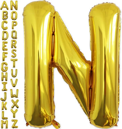 VHUWE 40 inch Gold Letter N Balloon, Big Size Alphabet Foil Mylar Helium by VHUWE