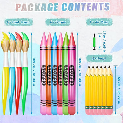 SAYAYA 16 Pcs Large Inflatable Pencil Balloons Set Jumbo Inflatable Crayons - Image 2