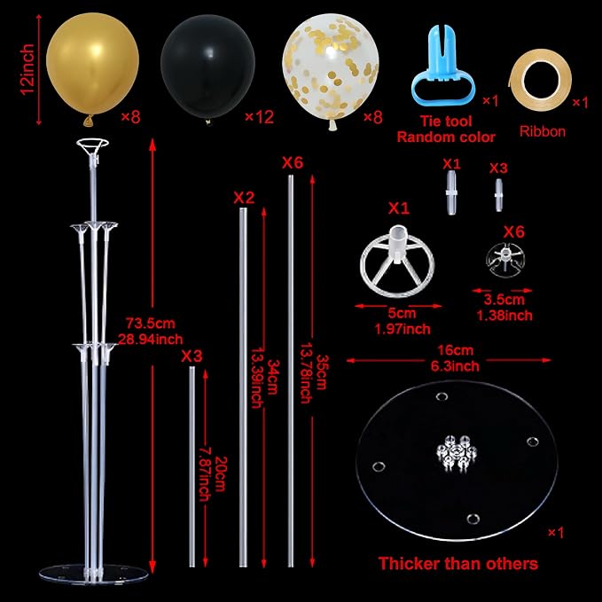 4 Set Black Gold Balloons Stand Kit, Balloon Centerpieces - Image 5