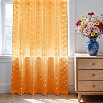 SpaceDresser Check Sheer Curtains 36 Inches Long - Image 3