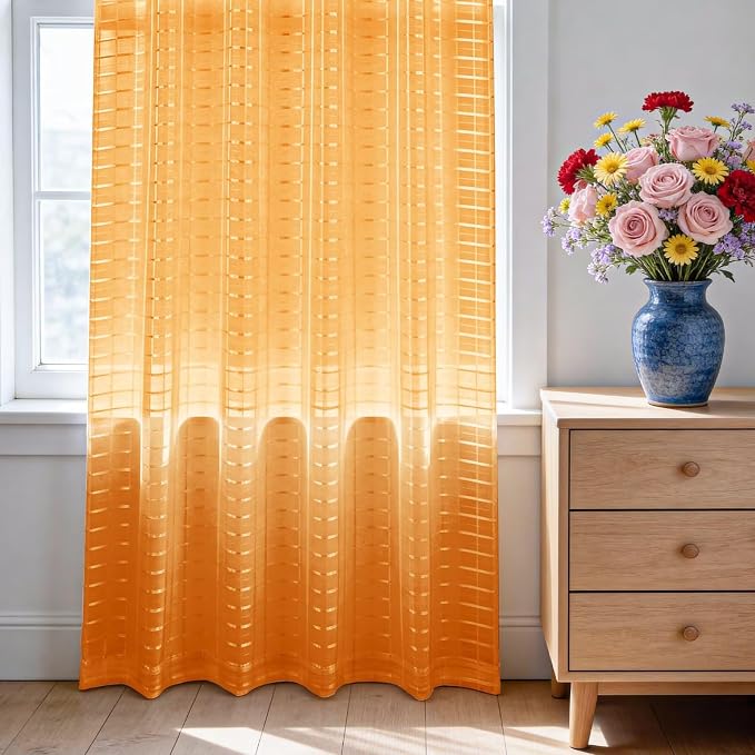 SpaceDresser Check Sheer Curtains 96 Inches Long - Image 3