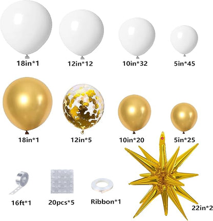 146pcs White and Gold Balloons Garland Arch Kit - Image 3