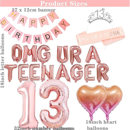 13th Birthday Party Decoration OMG UR A Teenager Birthday Balloons | Thirteen - Image 2
