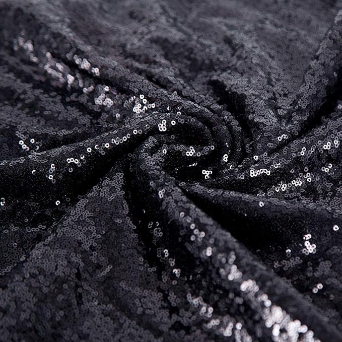 JYFLZQ Black Sequin Backdrop Curtains 4ft x 6.5ft 1 Panel Glitter Photo Booth - Image 6