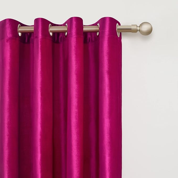 Hot Pink Velvet Blackout Curtains 84 inch - Image 2