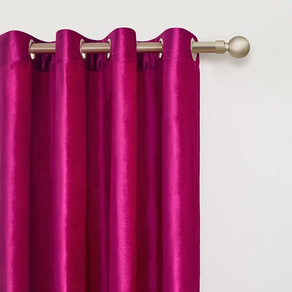 Hot Pink Velvet Blackout Curtains 84 inch - Image 2