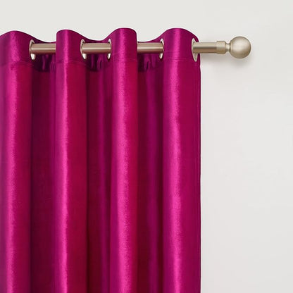 Hot Pink Velvet Blackout Curtains 120 inch - Image 2