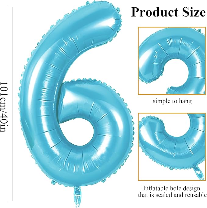 Number 6 Balloons for 6th Birthday Party Decorations, 0-100 Large No.6 Balloons - Image 2
