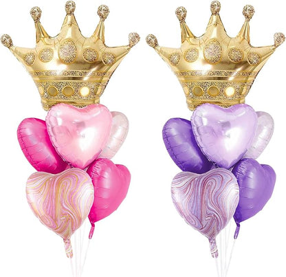 Crown Princess Balloons Pink Purple And Gold Set Of 2 Foil Helium Mylar Balloons - Image 5