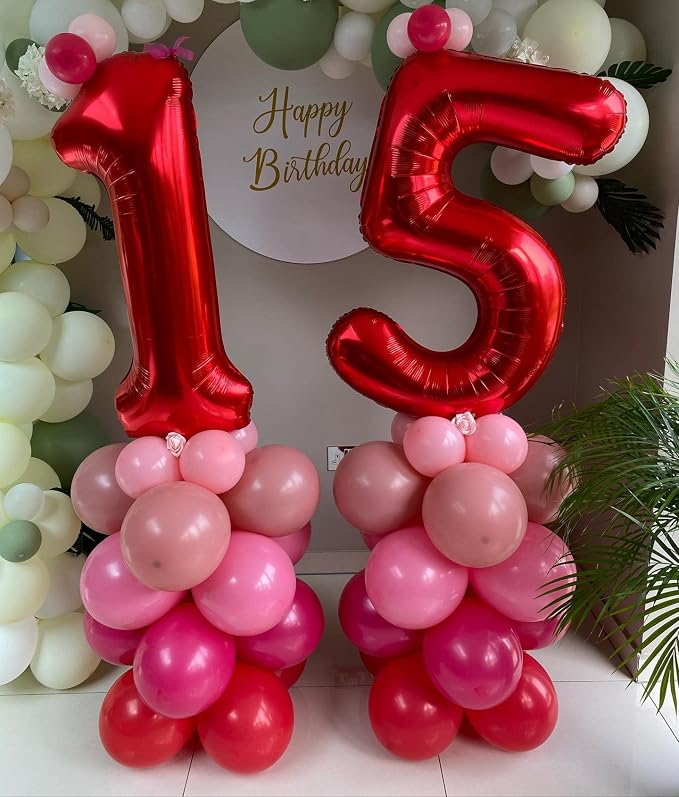 40 Inch Red 17 Number Balloons Giant 17 Balloons Red Birthday 17 Balloons 17th - Image 5