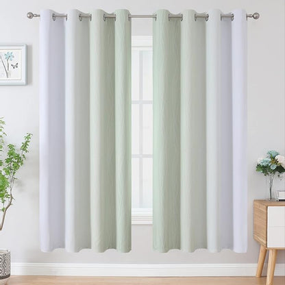 Sage Green and Greyish White Blackout Curtains 72 Inch Length 2 Panels Set - Image 2