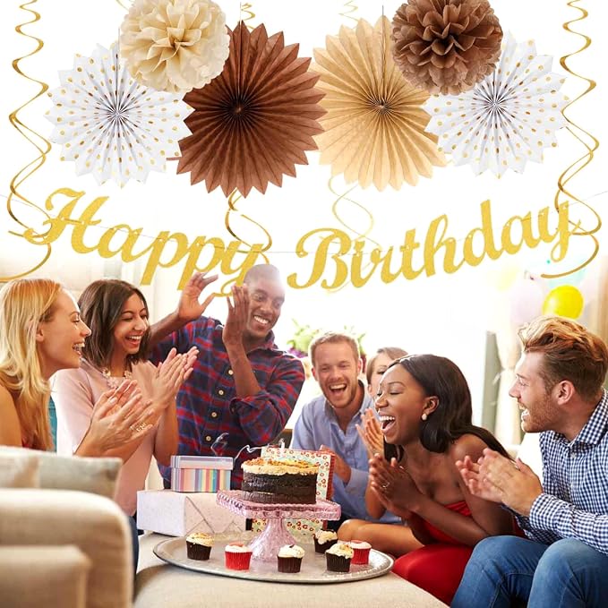 White-Brown Champagne-Gold Boho Birthday Party-Decorations - Image 7