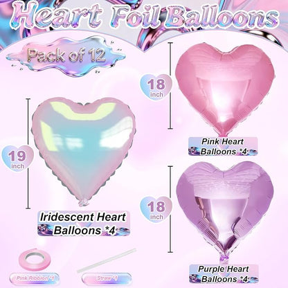 Pink Purple Iridescent Heart Balloons - Image 2