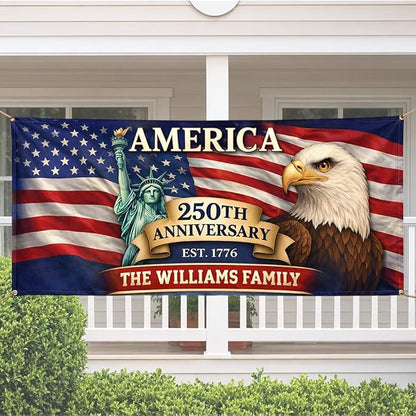 Personalized 250 Years of Freedom USA Banner 1776-2026, Patriotic American - Image 3