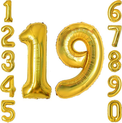Gold Number 19 Balloon 40 Inch, Shiny Foil Decor by Unknown