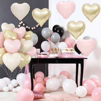 Pink White Gold Heart Balloons - Image 4