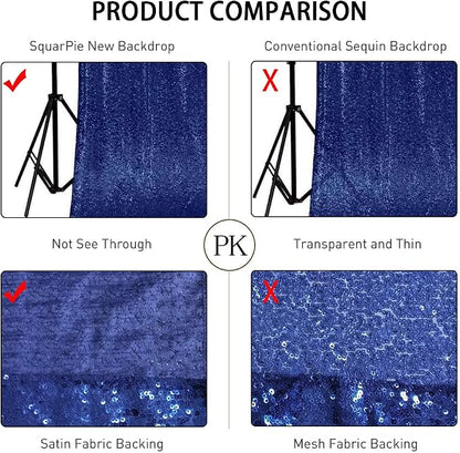 SquarePie 10x10ft Navy Blue Sequin Backdrop, High Density Non-Transparent - Image 4