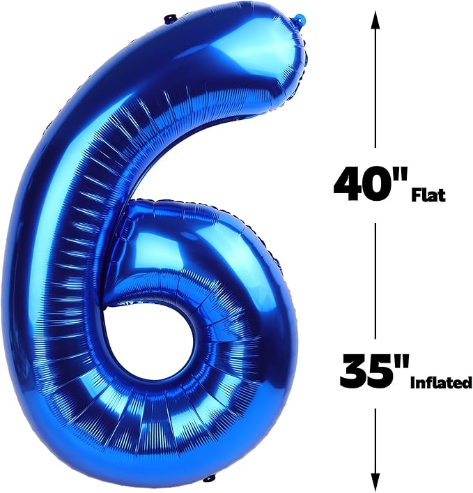 Navy Blue Number 6 Balloon 40 inch, 6th Birthday Party Balloons Decorations | - Image 2