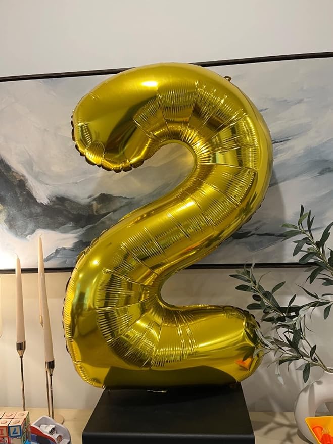 6 Balloon Numbers Party Decorations, 40In Gold Balloons - Image 3