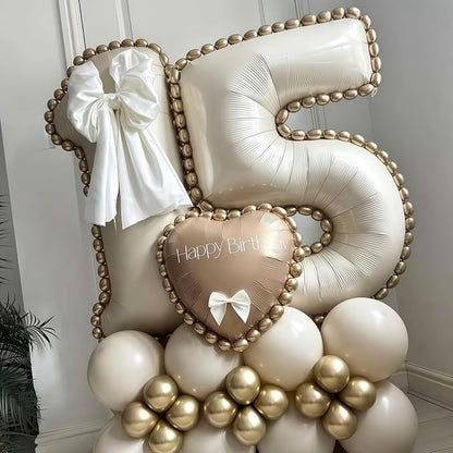 Cream 10 Balloon Number 40 Inch Cream Number 10 Balloon Helium Mylar Balloons - Image 3