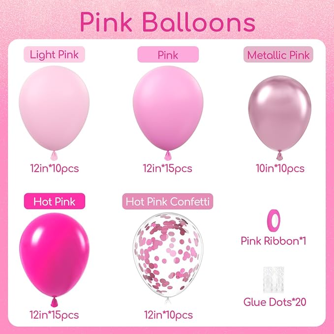 60pcs Hot Pink Balloons 12inch - Image 2