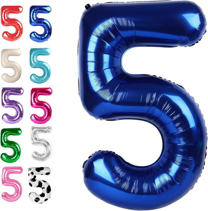Large Night Blue 40 Inch Birthday Number 5 Balloon, Night Blue Five 5th 15 25 by Upgesy