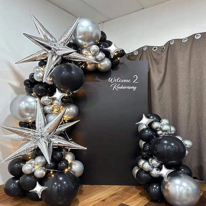 Explosion Star Foil Balloons- 12 Point Star Balloons Silver Spike Balloons | - Image 4