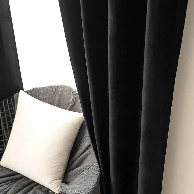MIULEE Velvet Curtains Halloween Black 52 x 90 Inch Length Set of 2 | Grommet - Image 6