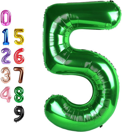 Number Balloons Green 5 Balloon 40 inch by Enyeopd