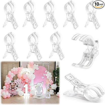 10 Pack Balloon Arch Clips, Large Clear Backdrop Clips by Unknown