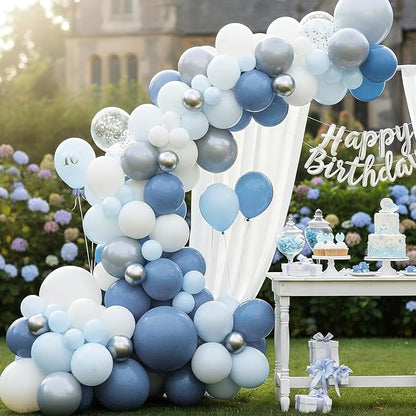 RUBFAC Dusty Blue Balloons Different Sizes Neutral Party Balloon 154pcs | Slate - Image 6