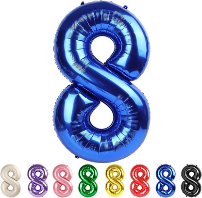 8 Balloon Numbers Party Decorations, 40In Dark Blue Balloons by Mluchee