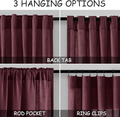 Burgundy Linen 112 Inch Curtains - Image 2