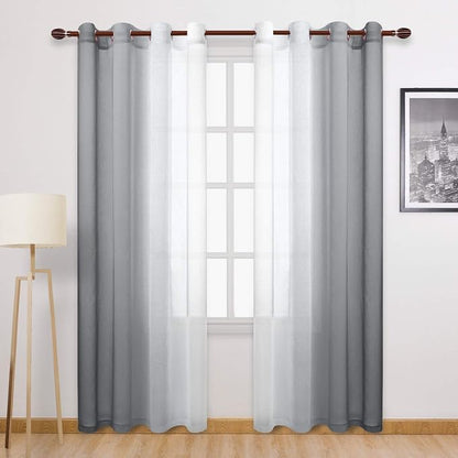 DWCN Grey Faux Linen Ombre Sheer Curtains by DWCN