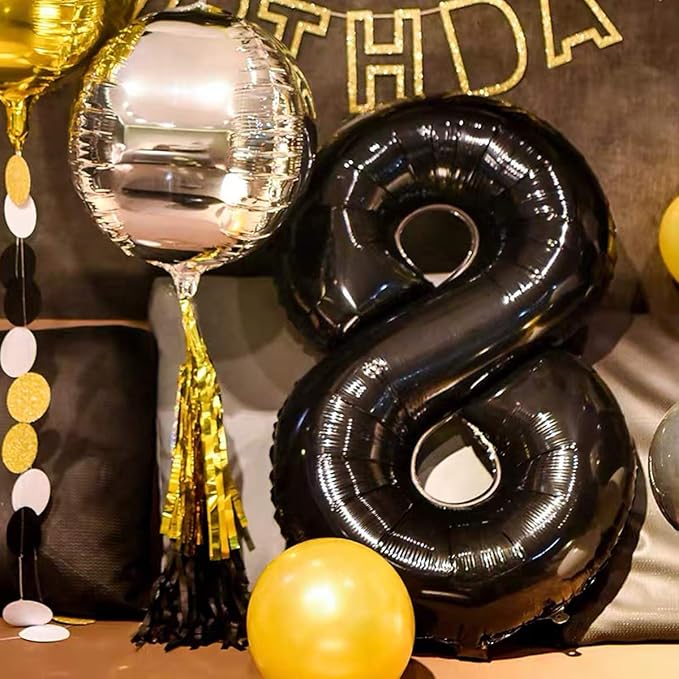 Jonhamwelbor 18 Number Balloons Black Foil Mylar - Image 4