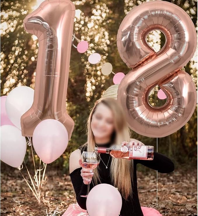 TONIFUL 40 Inch Large Rose Gold Number 18 Balloons Giant Digital 18 or 81 - Image 3
