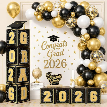 Black Gold Graduation Decorations 2026 by Froova