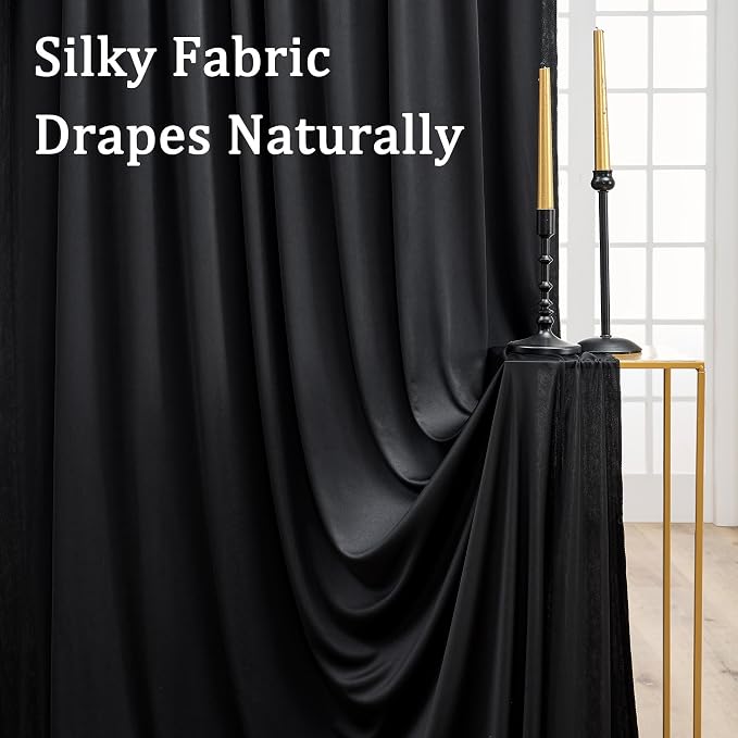 30ft x 8ft Wrinkle Free Black Backdrop Curtains - Image 2