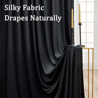 30ft x 8ft Wrinkle Free Black Backdrop Curtains - Image 2