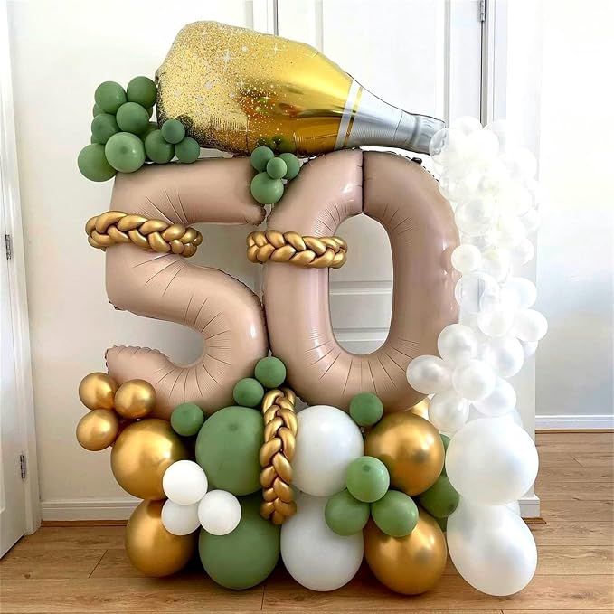 Nude Number Balloons for Boys Girls, 40inch Large Tan Number 6 Foil Mylar - Image 5