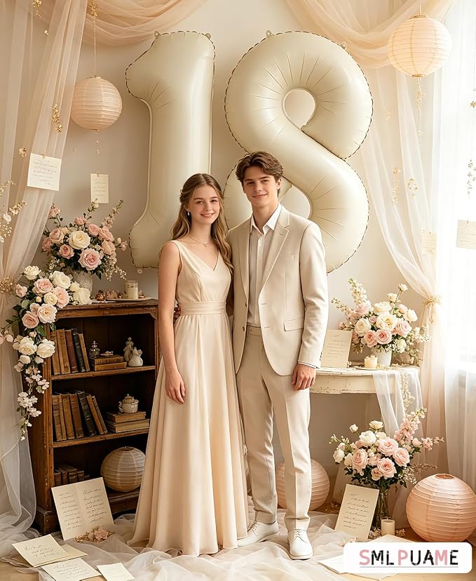40 Inch Beige Number 8 Balloons - Image 5