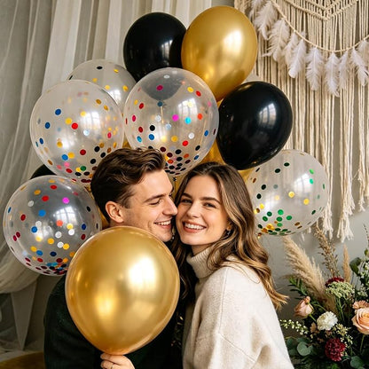 100pcs Rainbow Multicolor Confetti Balloons 12 inch | Clear Balloons Filled - Image 7