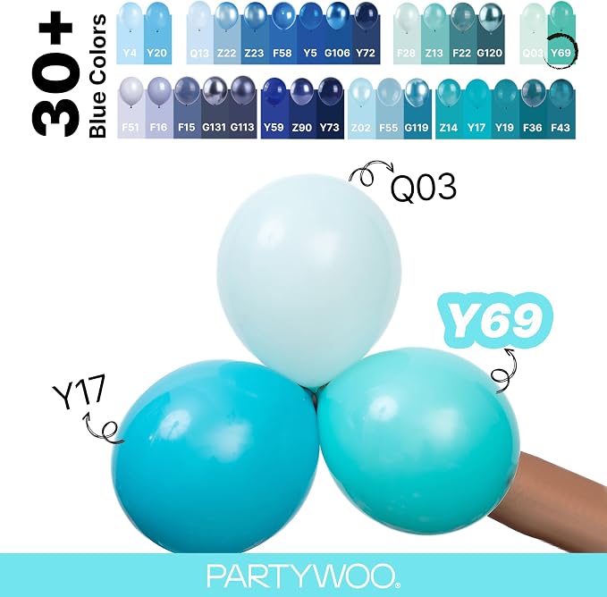 PartyWoo Teal Balloons 127pcs Turquoise Dark Teal Color 5 Inch | Balloons - Image 4